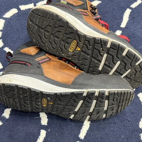 Keen Men's Brown and Black Boots with Red Accents - Picture 6 of 6